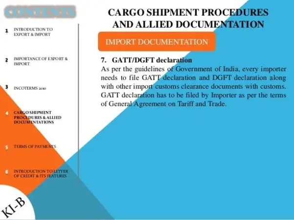 Documents required for customs clearances