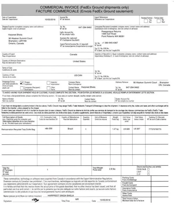 Documents required for customs clearances