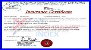 Insurance certificate